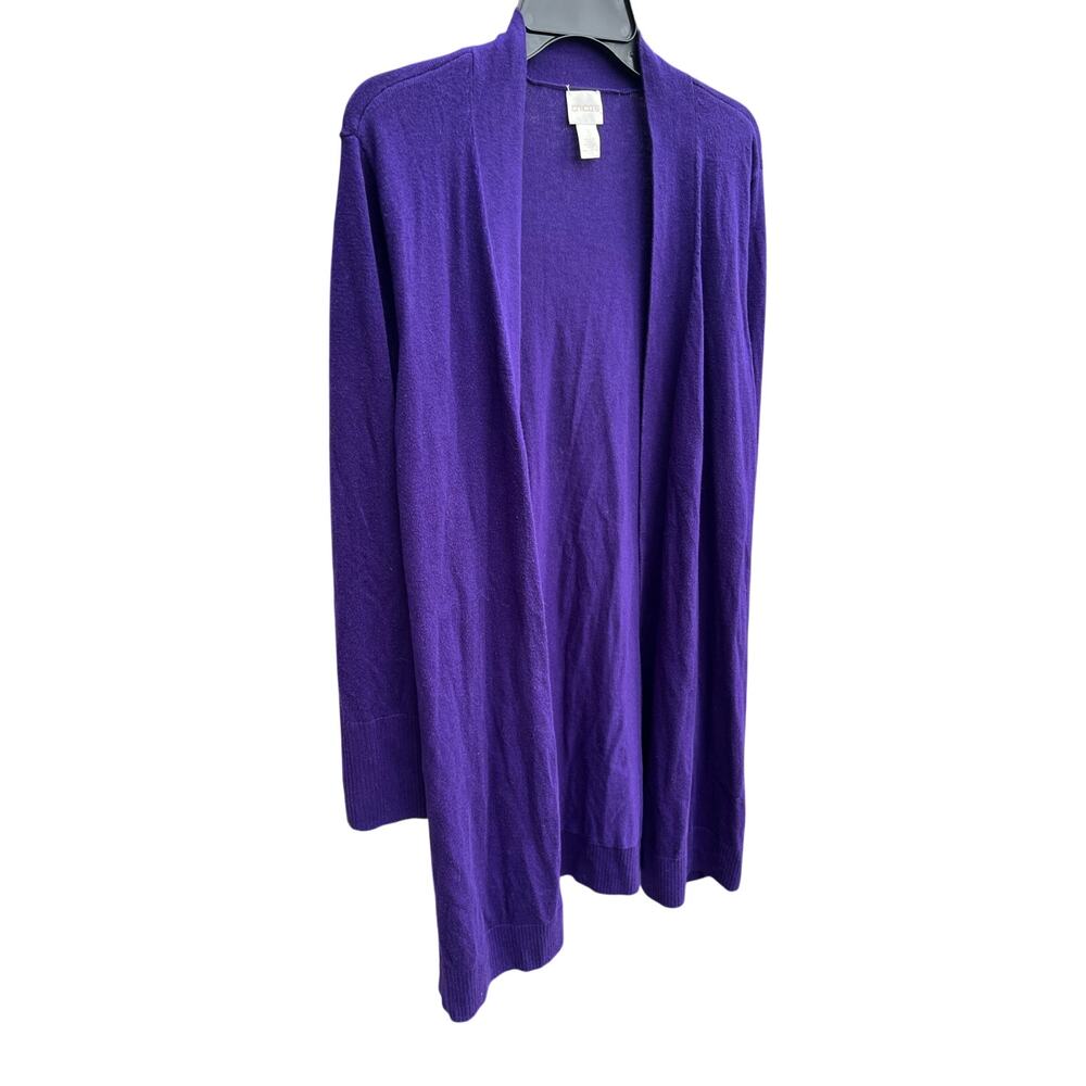 Chico’s Silk Blend LARGE Long Cardigan Sweater Women’s Soft Workwear